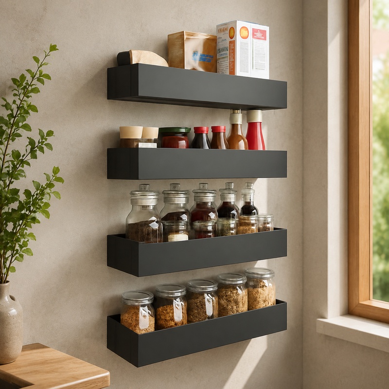 Commercial Kitchen Shelving - 냉장고 옆 수납용 자석식 블랙 철제