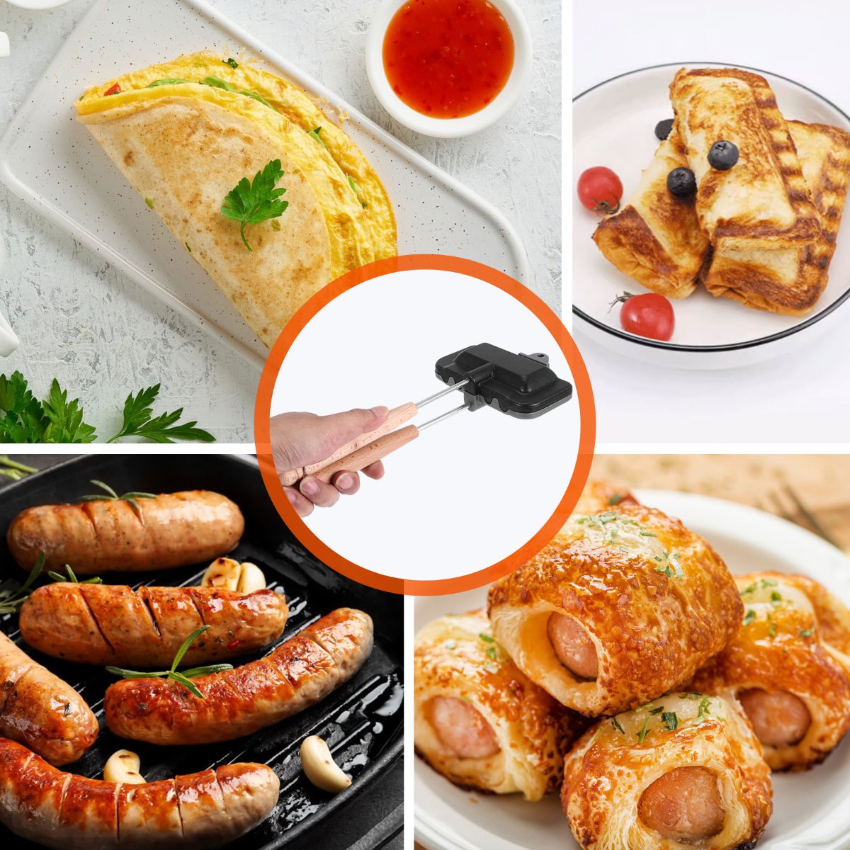 Sandwich Press Panini - ABUD 양면 샌드위치 베이킹 팬 캠핑