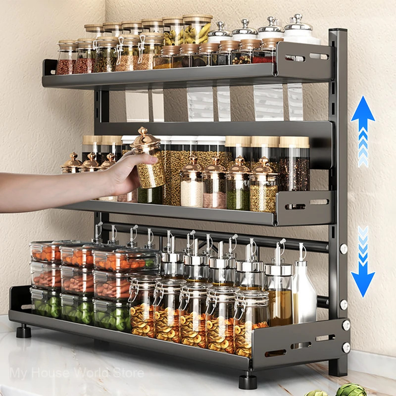 Commercial Kitchen Shelving - 3단 조절 가능 향신료 보관 랙,