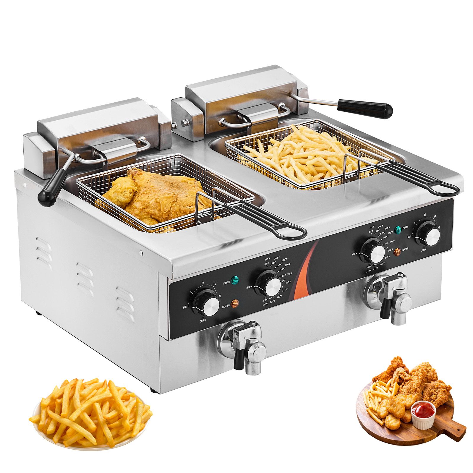 Commercial Kitchen Induction - 상업용 딥 프라이어 3500W, 듀얼 탱크