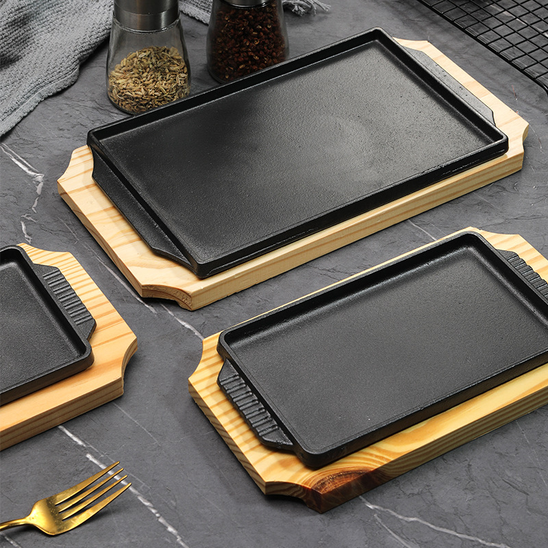 무쇠 테판야끼 그릴 플레이트 직사각형 나무 받침대 스테 - Teppanyaki Grill Table 리뷰 및 가격
