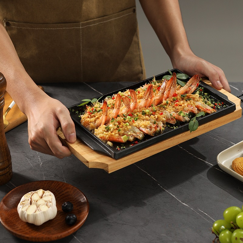 주철 직사각형 모양 레스토랑 바베큐 접시 스테이크 지글 - Teppanyaki Grill Table 리뷰 및 가격